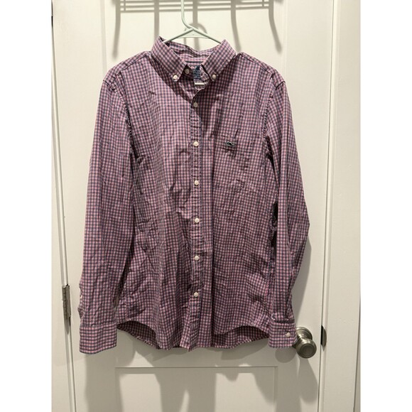 Vineyard Vines Shirt Men’s Large Pink/Blue Slim Fit Tucker Shirt Stretch - Picture 1 of 4